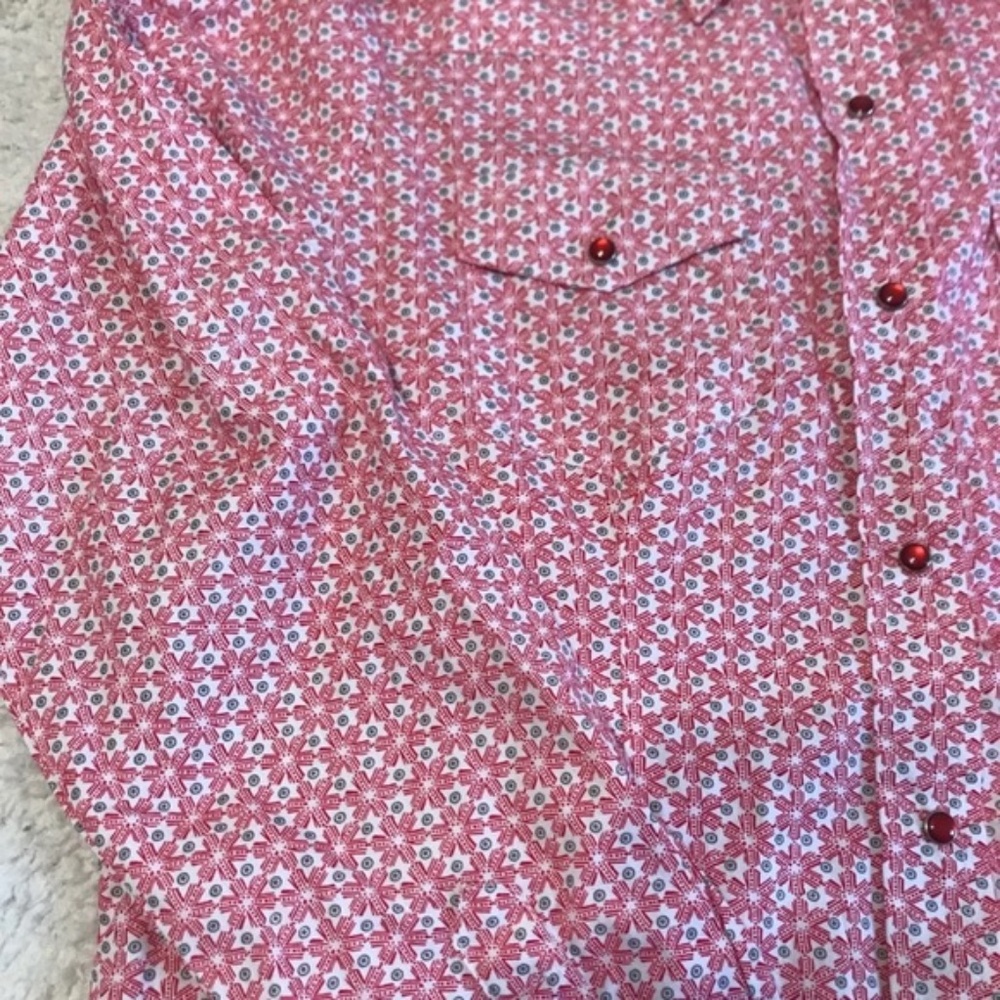 CEDAR ROSE BUTTOM DOWN floral pink cowgirls western long sleeve shirt size L - Picture 6 of 6